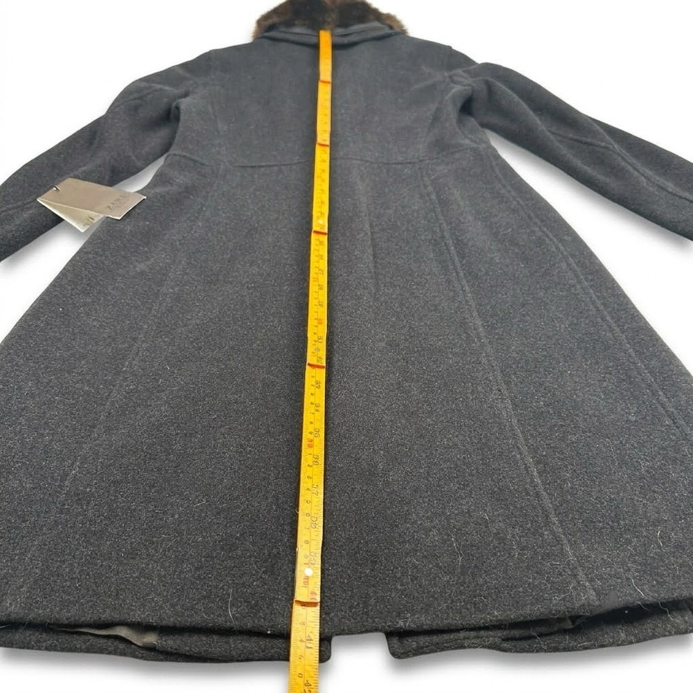 NWT Zara Woman Wool Cashmere Blend Coat Faux Fur Collar Charcoal Grey Size 10 - Picture 11 of 15